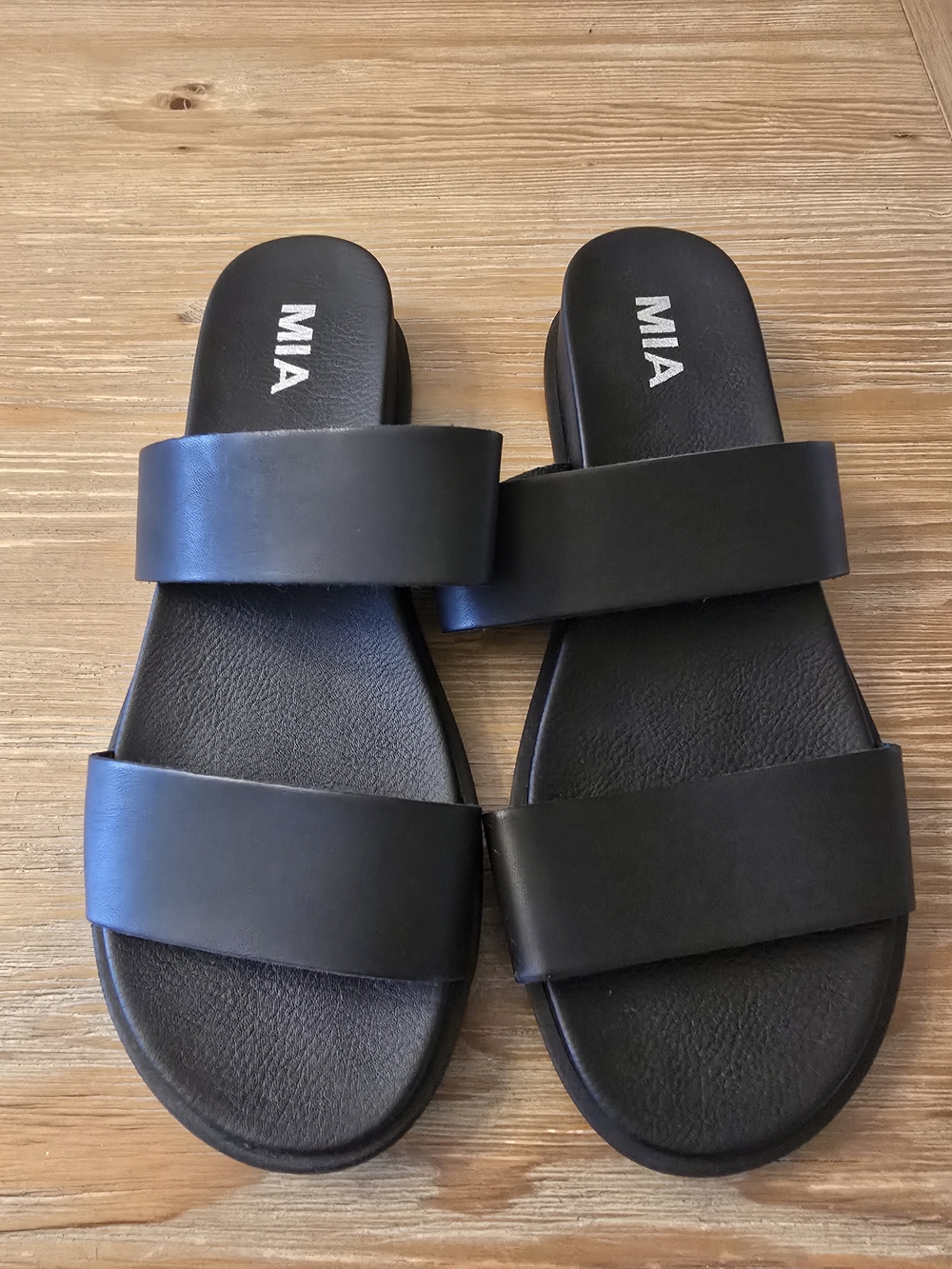 MIA Women's Black Double-Band Slide Sandals